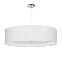 Luminaire suspendu Helena de Dainolite de 34 po de diamètre avec abat-jour blanc qui diffuse la lumière, fini chromé poli et 4 ampoules