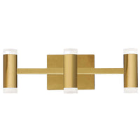 Lumière de coiffeuse Wilson de Dainolite en acrylique givré qui diffuse la lumière, avec fini laiton vieilli et ampoule à DEL de 33 W