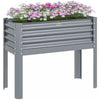 Outsunny Lit De Jardin Sureleve , Jardiniere Surelevee Galvanisee, Argente