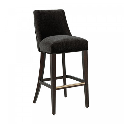 Beever Modern Chenille Wood Upholstered Barstool in Black | Tabouret de bar moderne Beever en bois et chenille, revetement noir