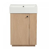  Coiffe de salle de bain moderne Serena de 21,6 pouces avec lavabo en ceramique et rangement polyvalent, brun