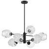 Lustre Abii de Dainolite en verre transparent, avec fini noir mat et 8 ampoules