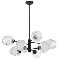 Lustre Abii de Dainolite en verre transparent, avec fini noir mat et 8 ampoules