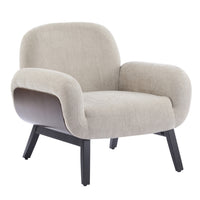  Audrey Fauteuil d’appoint ergonomique en bois massif avec revetement en tissu, fauve