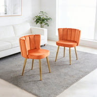  Lot de 2 chaises de salle a manger Lila en velours, couleur orange