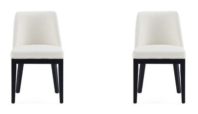 Manhattan Comfort Set of 2 Gansevoort Modern Faux Leather Dining Chairs - Cream|Ensemble 2 chaises de salle à manger modernes Gansevoort de Manhattan Comfort en similicuir - crème