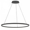 Lustre Circulo de Dainolite en acrylique blanc qui diffuse la lumière, avec fini noir mat et ampoule de 63 W
