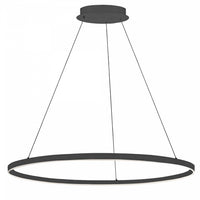 Lustre Circulo de Dainolite en acrylique blanc qui diffuse la lumière, avec fini noir mat et ampoule de 63 W