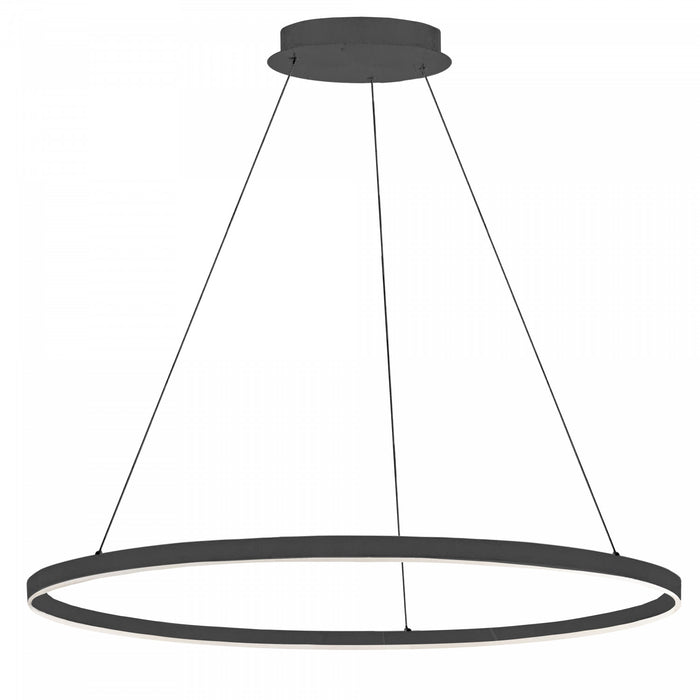 Lustre Circulo de Dainolite en acrylique blanc qui diffuse la lumière, avec fini noir mat et ampoule de 63 W