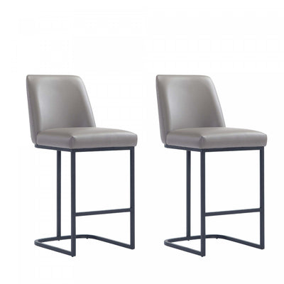 Serena Modern Metal Upholstered Counter Stool in Taupe - Set of 2 Bar Stool | Tabouret de comptoir moderne en metal et tissu Serena, taupe - Lot de 2