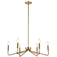 Lustre Clayton de Dainolite avec fini laiton vieilli et 6 ampoules