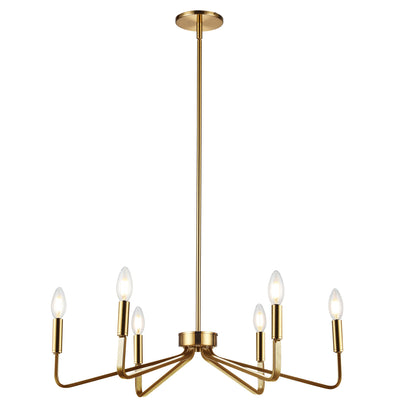 Dainolite Clayton 6 Light Chandelier Aged Brass Lamp|Lustre Clayton de Dainolite avec fini laiton vieilli et 6 ampoules