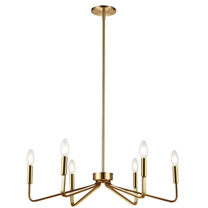 Lustre Clayton de Dainolite avec fini laiton vieilli et 6 ampoules