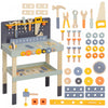 Qaba Etabli Pour Enfants, Ensemble D'outils Pour Enfants, Banc A Outils De 49 Pieces, Jeu De Simulation Atelier De Construction, Jouets Educatifs, Cadeau Pour 3 A 6 Ans, Bleu Clair