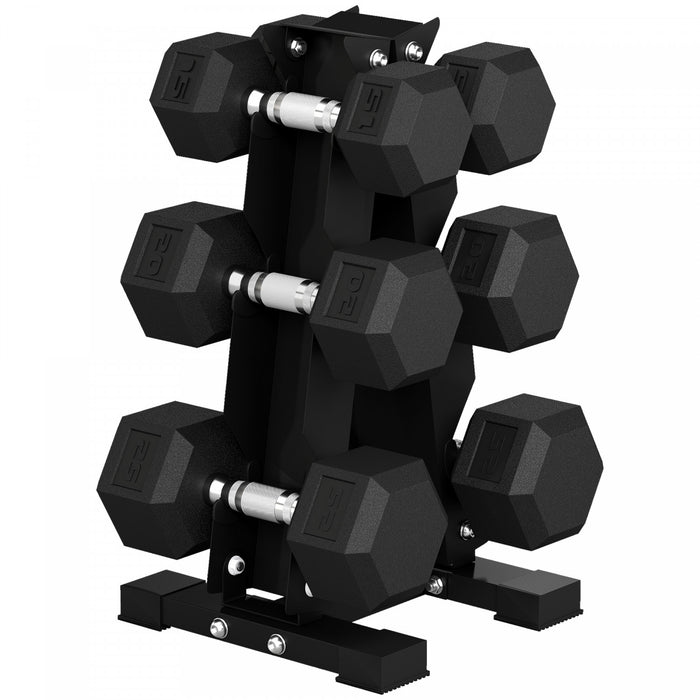Soozier Set d’Halteres Hexagonaux 54,4 kg avec Rack Vertical pour Home Gym