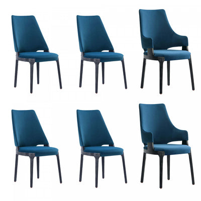 Kara Modern 6-Piece Dining Chair Set in Blue | Ensemble de 6 chaises de salle a manger Kara Modern en bleu
