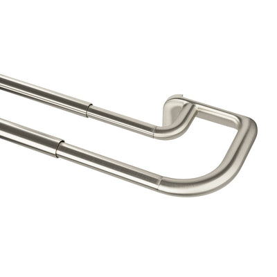Umbra Twilight Matte Nickel Expandable Double Blackout 3/4" Curtain Rod - 66"-144" | Tringle à rideaux coupe-lumière extensible double Twilight de Umbra nickel mat de 3/4 po - 66 po à 144 po