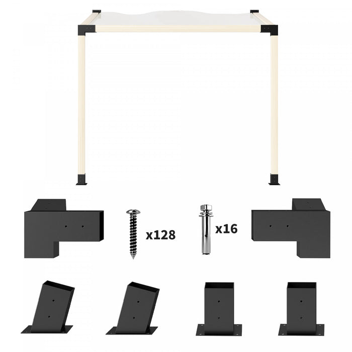 Supports de Pergola Outsunny, Kit de Pergola pour Toit Incline a 15°, Noir
