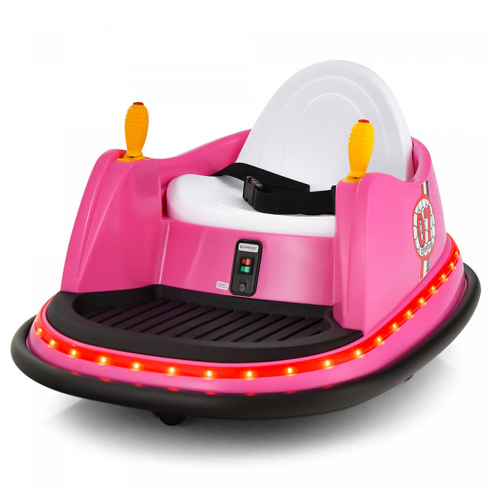 Costway 12v Vehicule 360¡a Spin Race Toy Kids Ride Sur La Voiture Pare-chocs W / Telecommande Rose