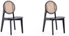 Ensemble 2 chaises de salle à manger arrondies Versailles de Manhattan Comfort - noir et cannage naturel