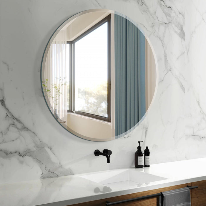 Miroir rond Arcus 30 po x 30 po sans cadre avec bordure biseautée