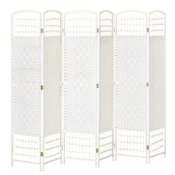HOMCOM Paravent 6 Panneaux Ecran Pliable Autoportant Blanc