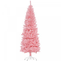 Homcom Arbre De Noel Artificiel De 7pi De Haut Avec Base En Acier, Rose
