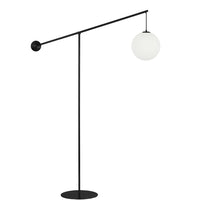 Lampe à pied Holly de Dainolite de 106 po de hauteur en verre blanc opale, avec fini noir mat et 1 ampoule