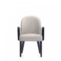 Fauteuil moderne en bois Hillman avec accoudoirs, tissu gris clair