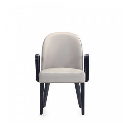 Hillman Modern Wood Upholstered Armchair in Light Gray Dining Chair | Fauteuil moderne en bois Hillman avec accoudoirs, tissu gris clair