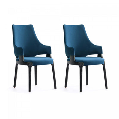 Kara Modern Wood Upholstered Dining Chair in Blue - Set of 2 | Chaise de salle a manger moderne en bois Kara avec revetement bleu - Lot de 2