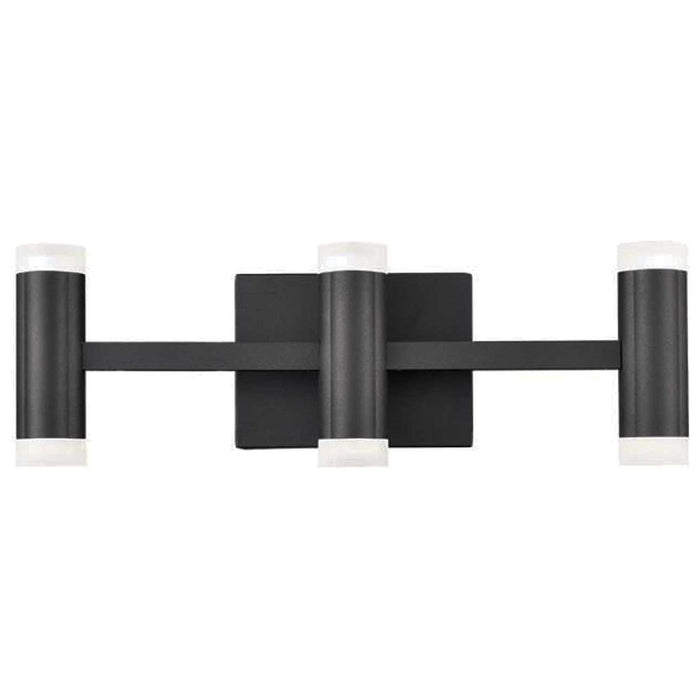 Lumière de coiffeuse Wilson e Dainolite en acrylique givré qui diffuse la lumière, avec fini noir mat et ampoule à DEL de 33 W