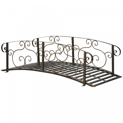Outsunny 6FT Garden Bridge with Safety Rails Decorative Pond Bridge, Brown