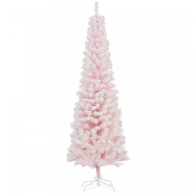 Homcom Snow Flocked Pencil Christmas Tree Slim Artificial Christmas Tree|Homcom Arbre De Noel Artificiel Fin Floque De Neige Artificielle 6pi