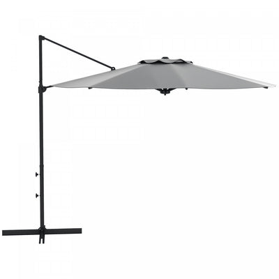Outsunny 10ft Cantilever Patio Umbrella Offset Umbrella W/ Crank&tilt Grey