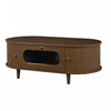 Grain 39.3 Inch Walnut Coffee Table with Roll-Up Door and Acrylic Drawer, Walnut | Grain Table Basse Noyer 39.3 po avec Porte Enroulable et Tiroir Acrylique, Noyer