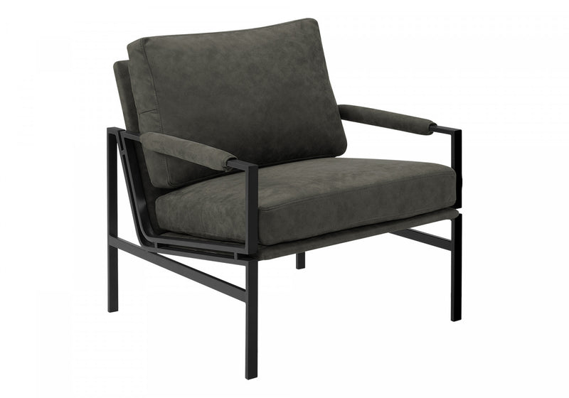 Monarch Specialties - Chaise D'Appoint, 36\"H, Rembourre, Salon, Chambre A Coucher, Gris, Pieds Metal Noir