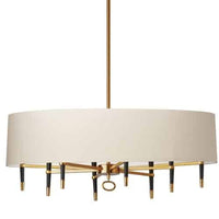 Lustre Langford de Dainolite avec abat-jour crème, fini bronze rétro et 8 ampoules