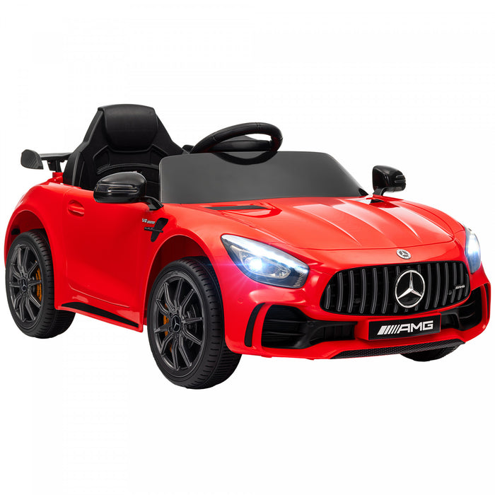 Qaba Voiture Electrique Pour Enfants Sous Licence Mercedes-benz Amg Gtr, Alimentee Par Batterie 12 V, Avec Telecommande, Lumieres Led, Klaxon Musical, Pour Les 3 A 6 Ans, Rouge