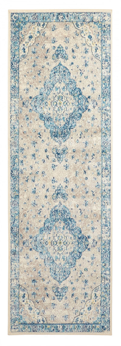 Daria Blue Rug 2'8" x 8'2" | Tapis de Couloir Traditionnel Daria 2'8" x 8'2" en Bleu