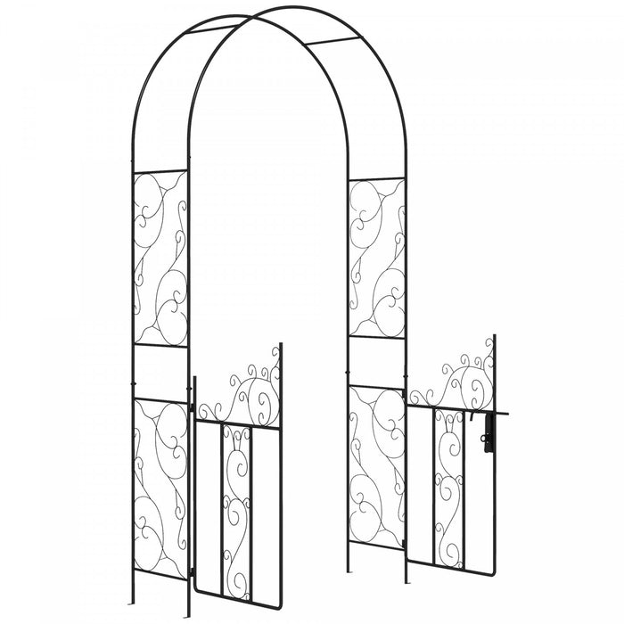 Outsunny Arche De Jardin En Metal, Double Portail, Tonnelle De Jardin, Noir