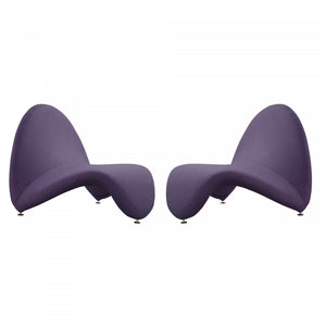 Fauteuil d’appoint moderne en melange de laine MoMa, violet – Lot de 2
