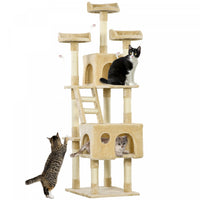 Pawhut 71 Pouces A Gratter Arbre A Chat Kitty Condo Centre D'activites De Jeu A Plusieurs Niveaux Av