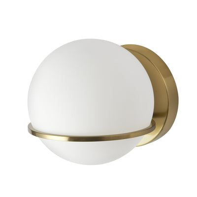 Dainolite Sofia 1 Light Wall Sconce Aged Brass White Opal Glass Lamp|Applique murale Sofia de Dainolite en verre blanc opale, avec fini laiton vieilli et 1 ampoule