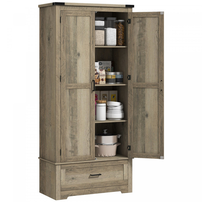 HOMCOM Armoire de rangement de cuisine avec etageres reglables, gris