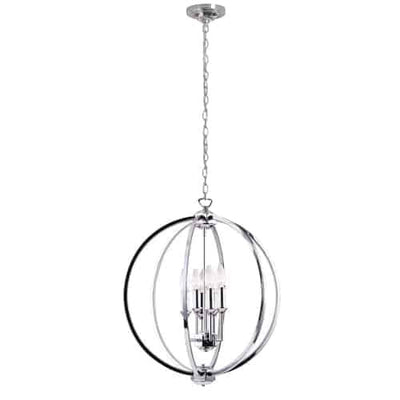 Dainolite Karland 6 Light Chandelier 20" Dia Crystal Studded Banding Polished Chrome Finish Lamp|Lustre Karland de Dainolite de 20 po de diamètre avec bande cloutée de cristaux, fini chromé poli et 6 ampoules