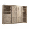 Lit double escamotable mural Pur de Bestar de 120 po avec tablettes et tiroirs - brun rustique