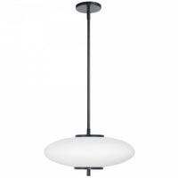 Luminaire suspendu Maddie de Dainolite en verre blanc opale, avec fini noir mat et ampoule à DEL de 20 W