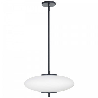 Dainolite Maddie LED Pendant 20w Matte Black Opal White Glass Lamp|Luminaire suspendu Maddie de Dainolite en verre blanc opale, avec fini noir mat et ampoule à DEL de 20 W