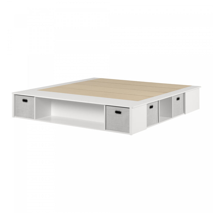 Flexible Lit Plateforme Avec Paniers - Blanc Solide